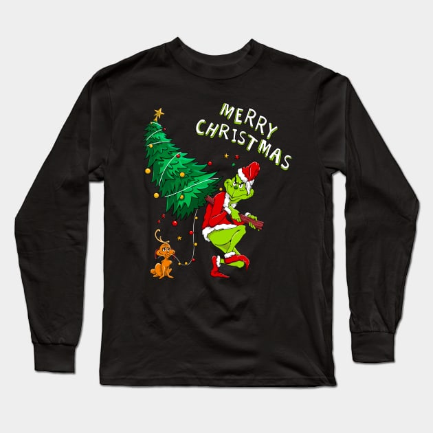 Stealing Christmas Tree Long Sleeve T-Shirt by Nifty Studio